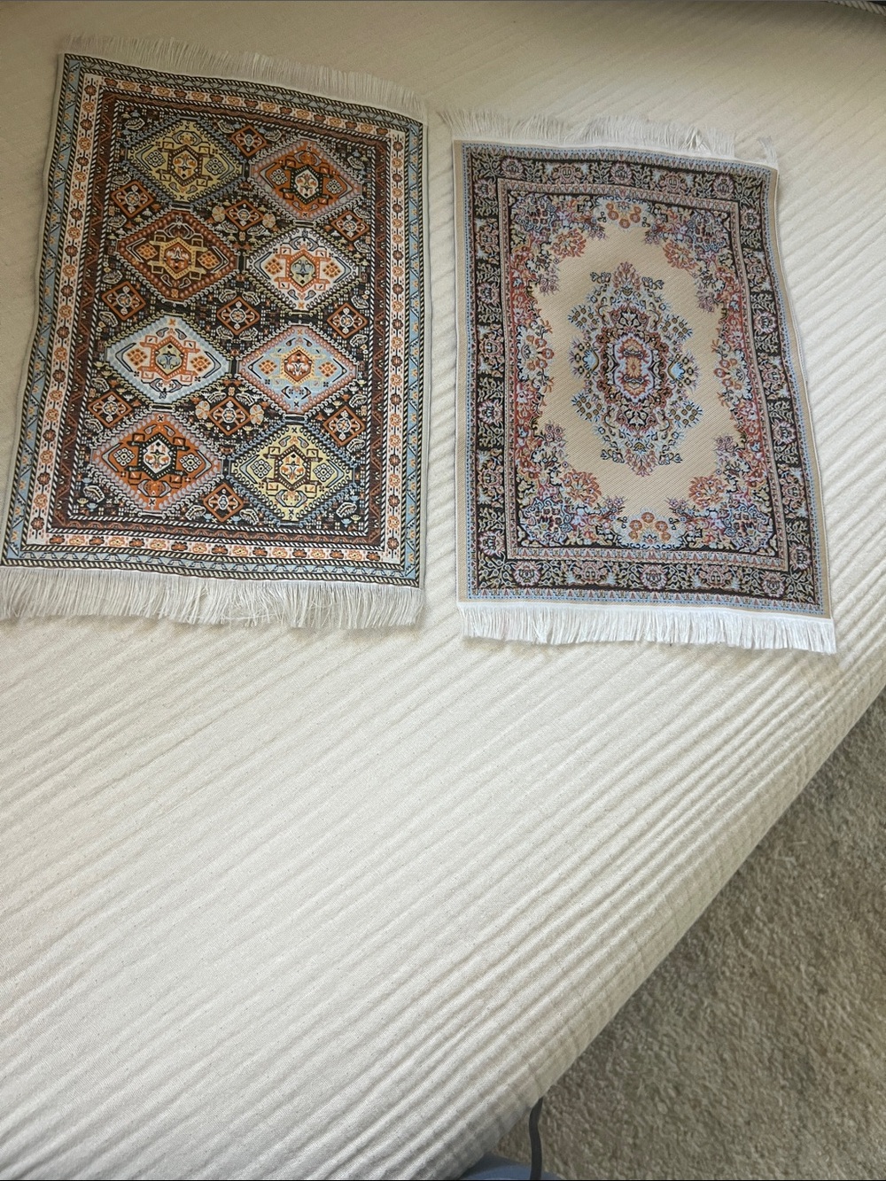 Never Used Pair of Mouse Pads _ Persian Area Rug Style - Ivory, Tan, Blue 8 x 11